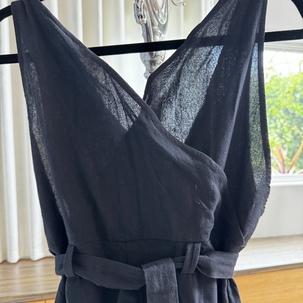 Sleeveless Black Cotton Jumpsuit:  NEW